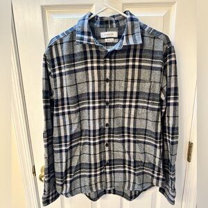 Urban Outfitters Navy and Gray Flannel Plaid Shirt